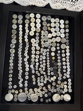 White Button Collection With Original Ball Quilted Crystal Jar.